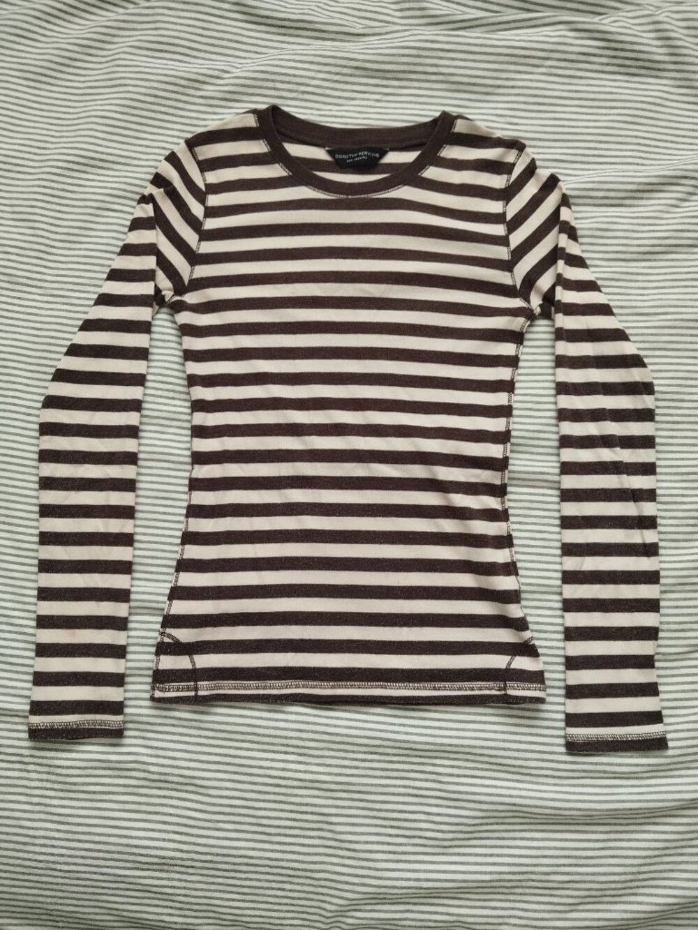 dorothy perkins fitted brown striped long sleeve
